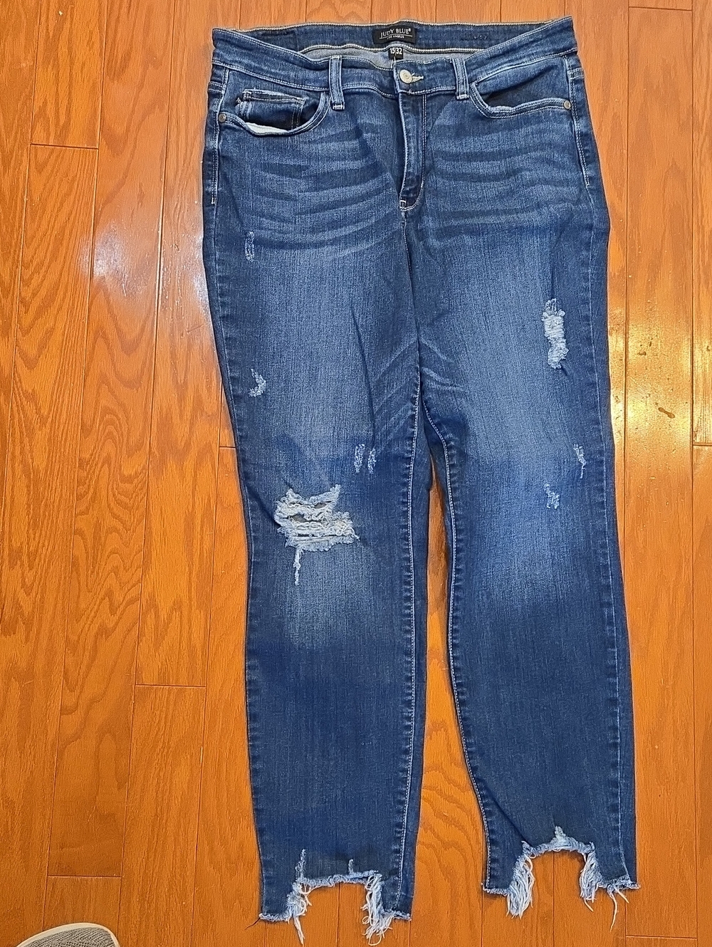 Judy Blue Distressed Dark Blue Skinny Jeans Size 15